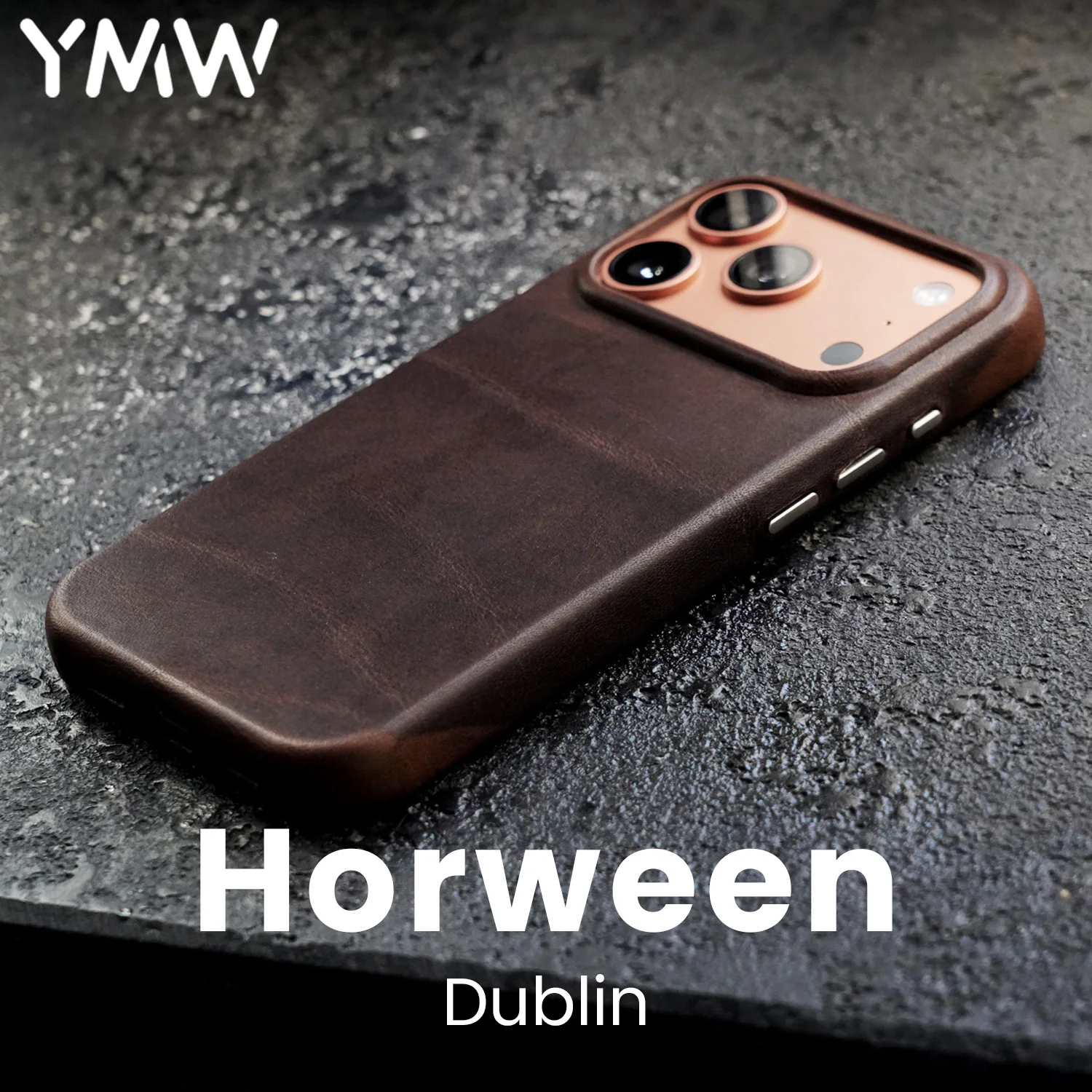 

Чехол YMW Horween Dublin из натуральной кожи для iPhone 17 Pro / 17 Pro Max, роскошный деловой чехол из воловьей кожи растительного дубления