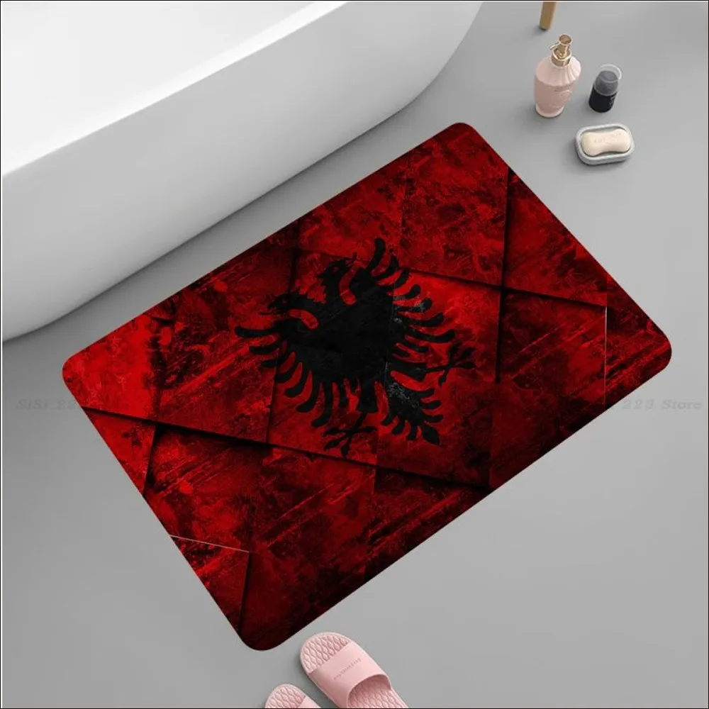 Albania Flag Floor Mat Floor Mat Rectangle Anti-slip Home Soft Badmat Front Door Indoor Outdoor Mat Welcome Doormat