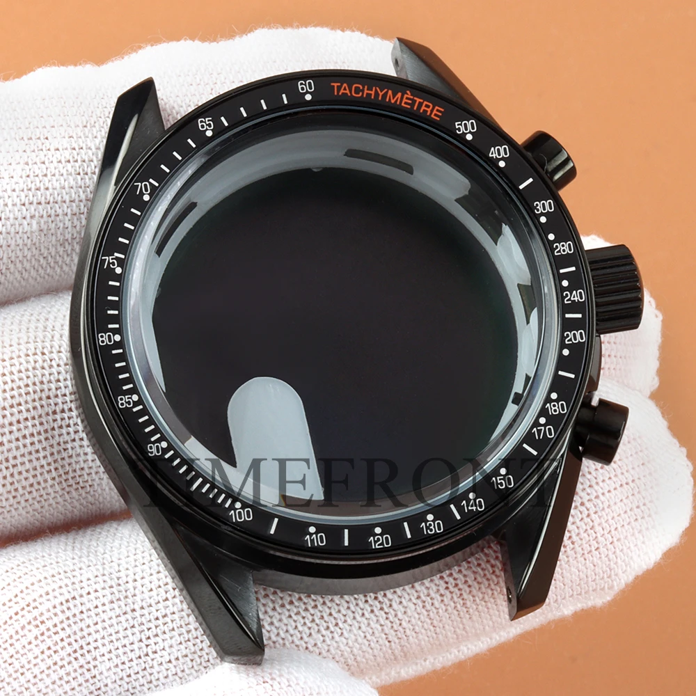 40MM Black Bezel Watch Case High End Solid Steel For Speed Master Chronograph VK63 VK6 Movement Accessories 32.5 Dial Waterproof