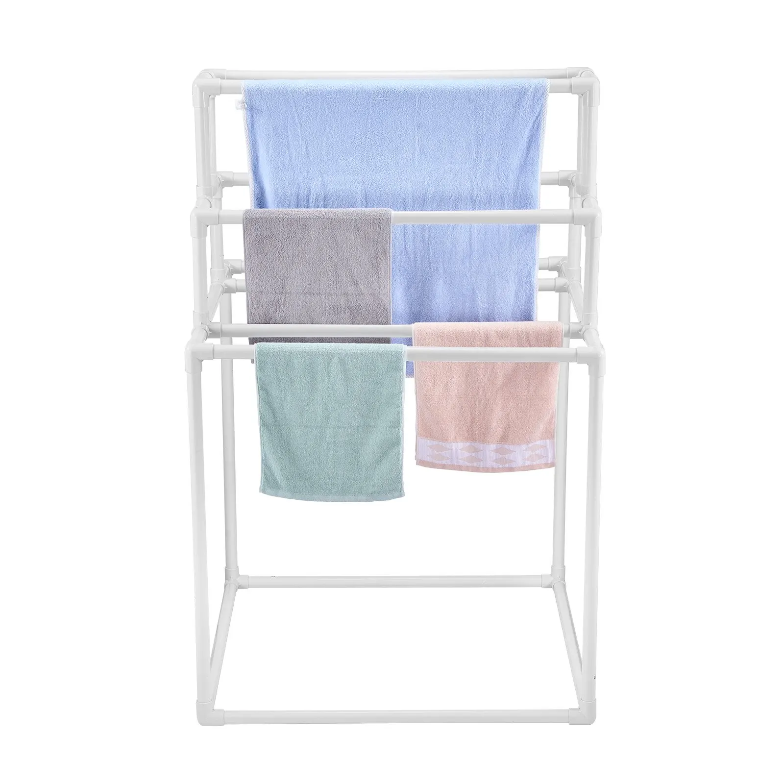 

Towel Rack, 8 Bars Outdoor PVC Towel Holder, Freestanding Pool Towel Hanger Stand Next To Hot Tub, Outdoor Indoor Quilt Drying