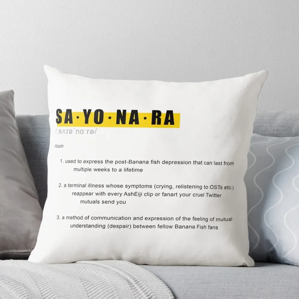 

Banana Fish SAYONARA Definition Design Throw Pillow Pillowcases Bed Cushions Pillow Decor