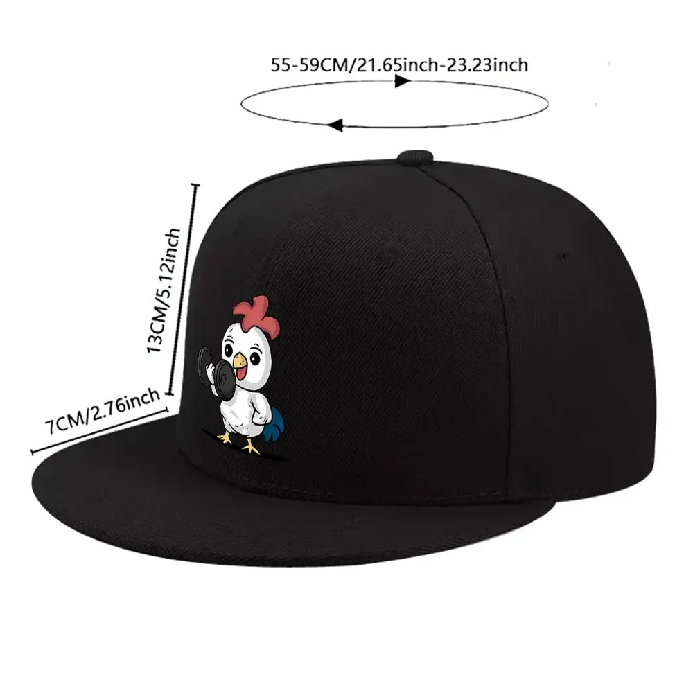 Men' & Women' Duckbill Baseball Cap with Fitness Chick - Lightweight Adjustable Flat Brim Hat Suitable for Streetwear, Outdoor,,