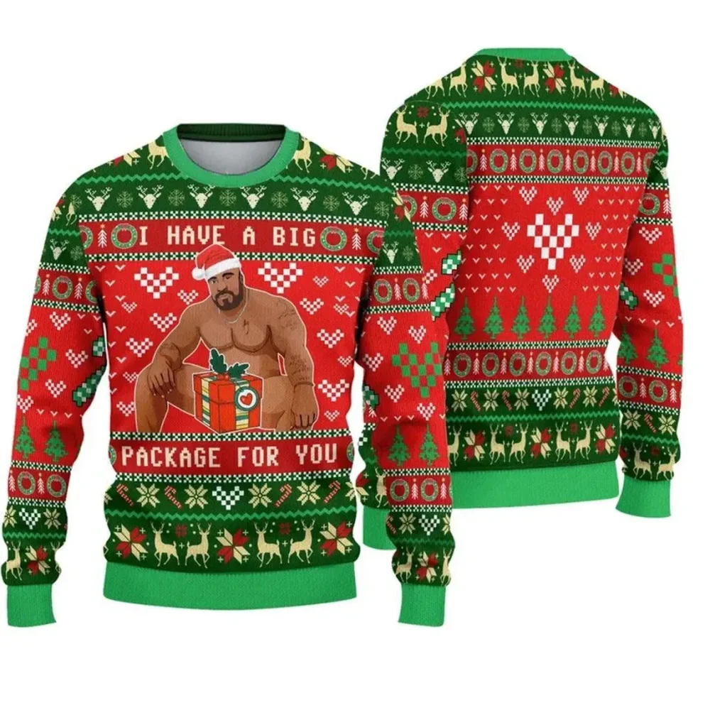 Новый большой пакет Barry Wood Meme Ugly Christmas Sweater Весна Осень Мужской 3D джемпер Топ Мода Пара Детский свитшот с круглым вырезом 3d