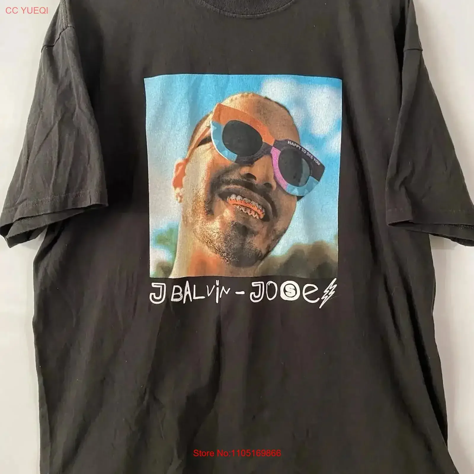 J BALVIN JOSE T Shirt HAPPY TO SEE YOU sz XL unisex graphic print vintage Washed designer clothes Soft Versatile vintage