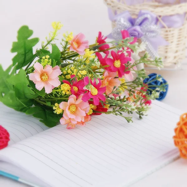 

Artificial Cineraria Flower Bouquet 33Cm Pink Faux Silk Decorative Flowers For Home Party Office Decoration