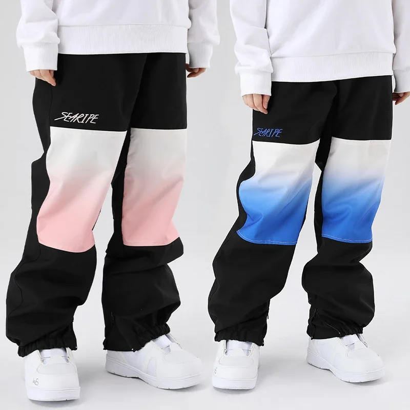 2024 New Ski Pants Winter Outdoor Breathable Thermal Snowboard Snow Pants Waterproof Loose Comfortable Skiing Trousers Men Women