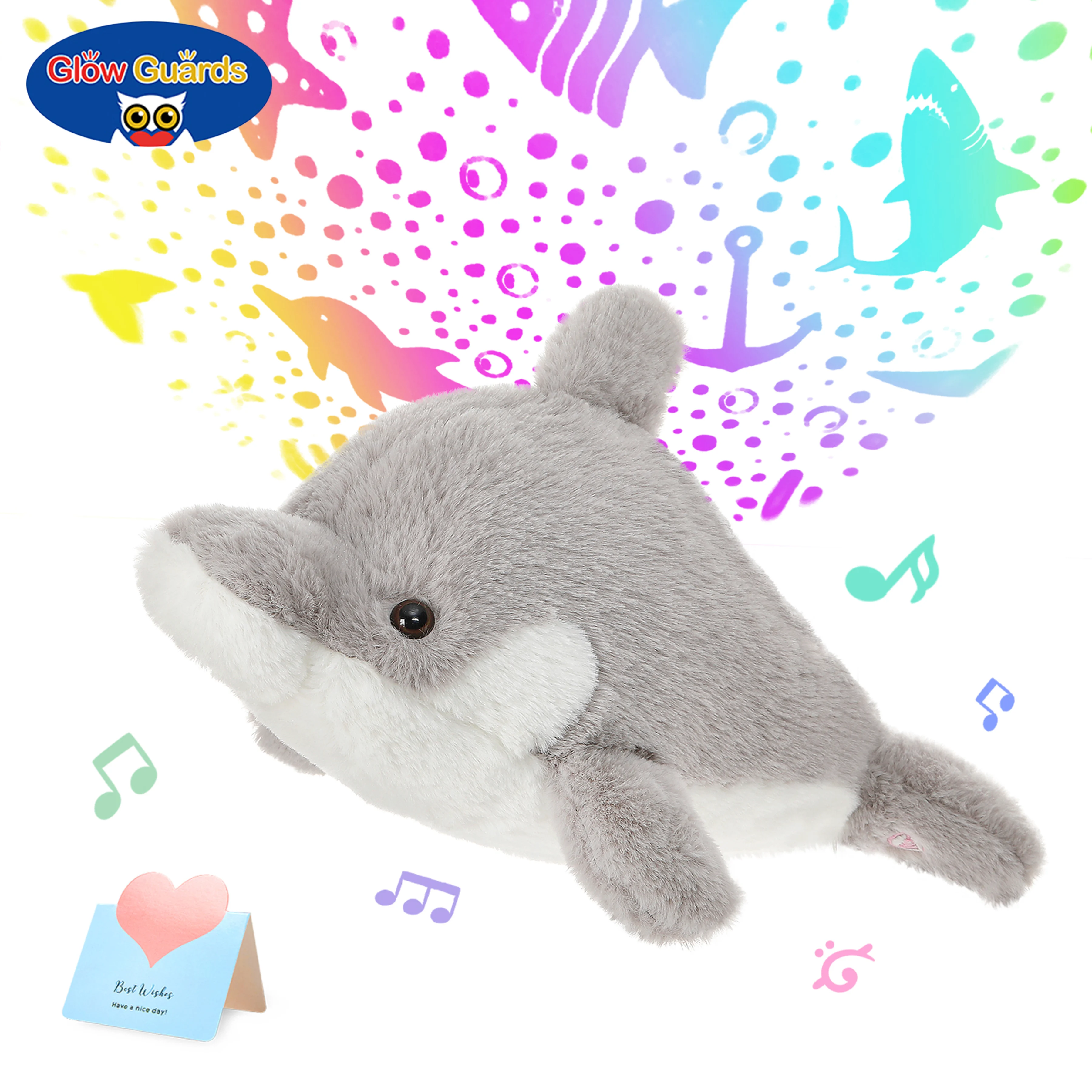 

Glow Guards Luminous Plush Toy Marine Animal Children's Throw Pillow with Led Lighting Music Projection Safe Soft Kids Companion