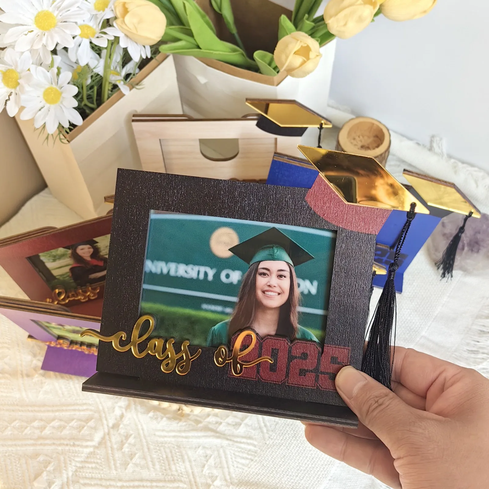 Three Dimensional 2025 Graduation Season Wooden Photo Frame Holiday Decoration Ornaments Graduation Season Gifts for friends