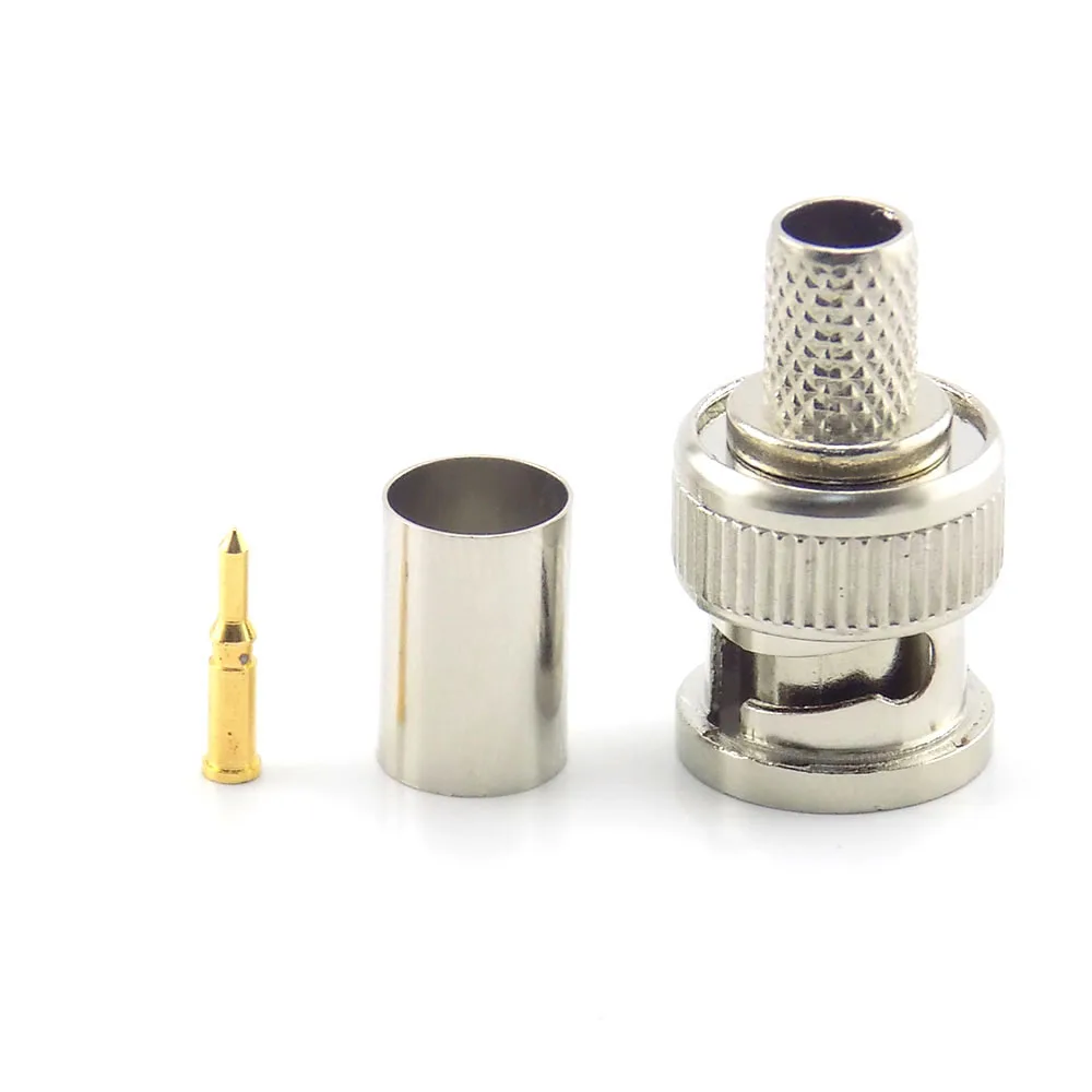 10Pcs 3 In 1Coupler Crimp Connector Bnc Male Connector To Coax Rg59 Connector Cable for Cctv Camera Accessories D4