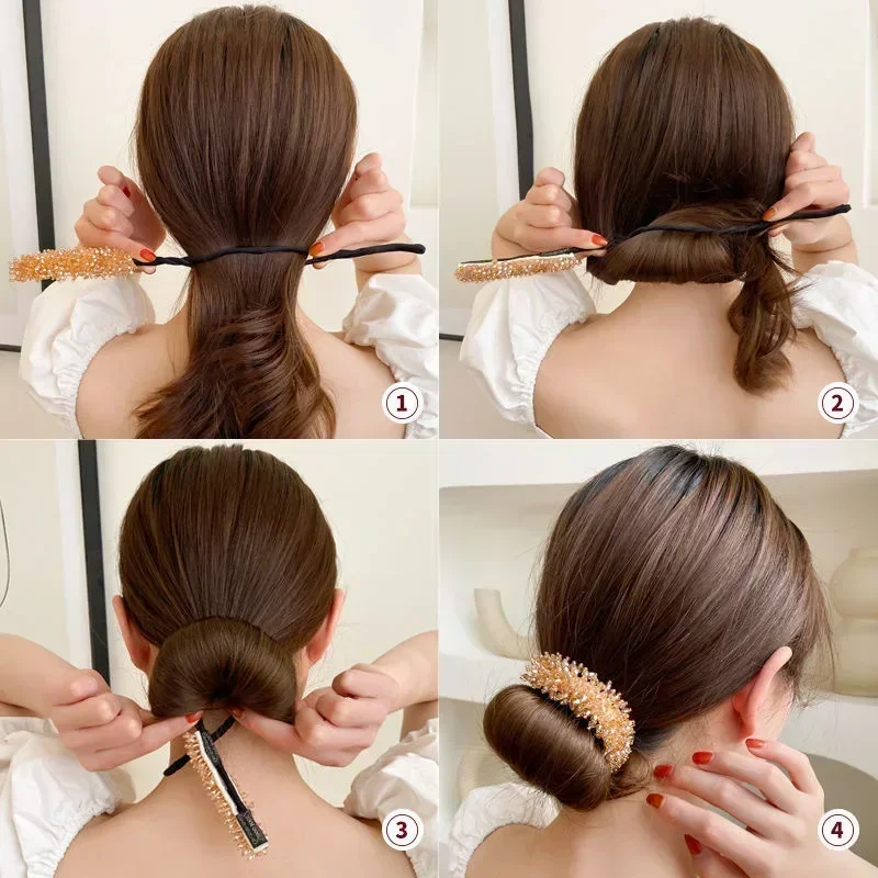 Korean Fashion Crystal Pearl Updo Hair Clips Elegant Braid Hair Barrettes Headwear Girls Women Hair Accessories