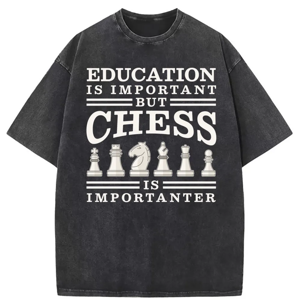 Education Is Important But Chess Is Importanter Man Funny T-shirts Streetwear Long Sleeve Tee Shirt Vintage Men Sweatshirts