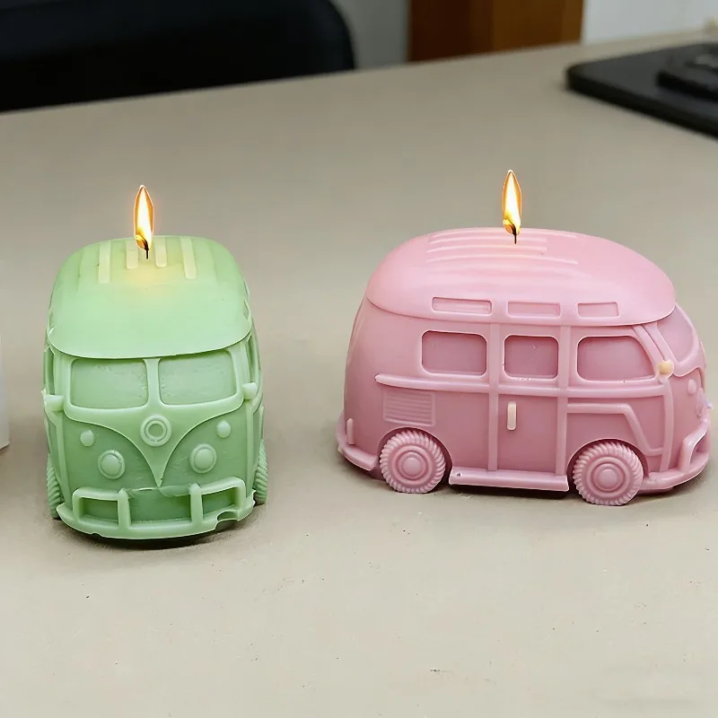 3D-Bus-Design Silikonform, DIY handgemachte Autoform für Aromatherapie-Kerzen, Gips, Kunstharz, Zement, Seifenform, Heimdekoration, Geschenk.