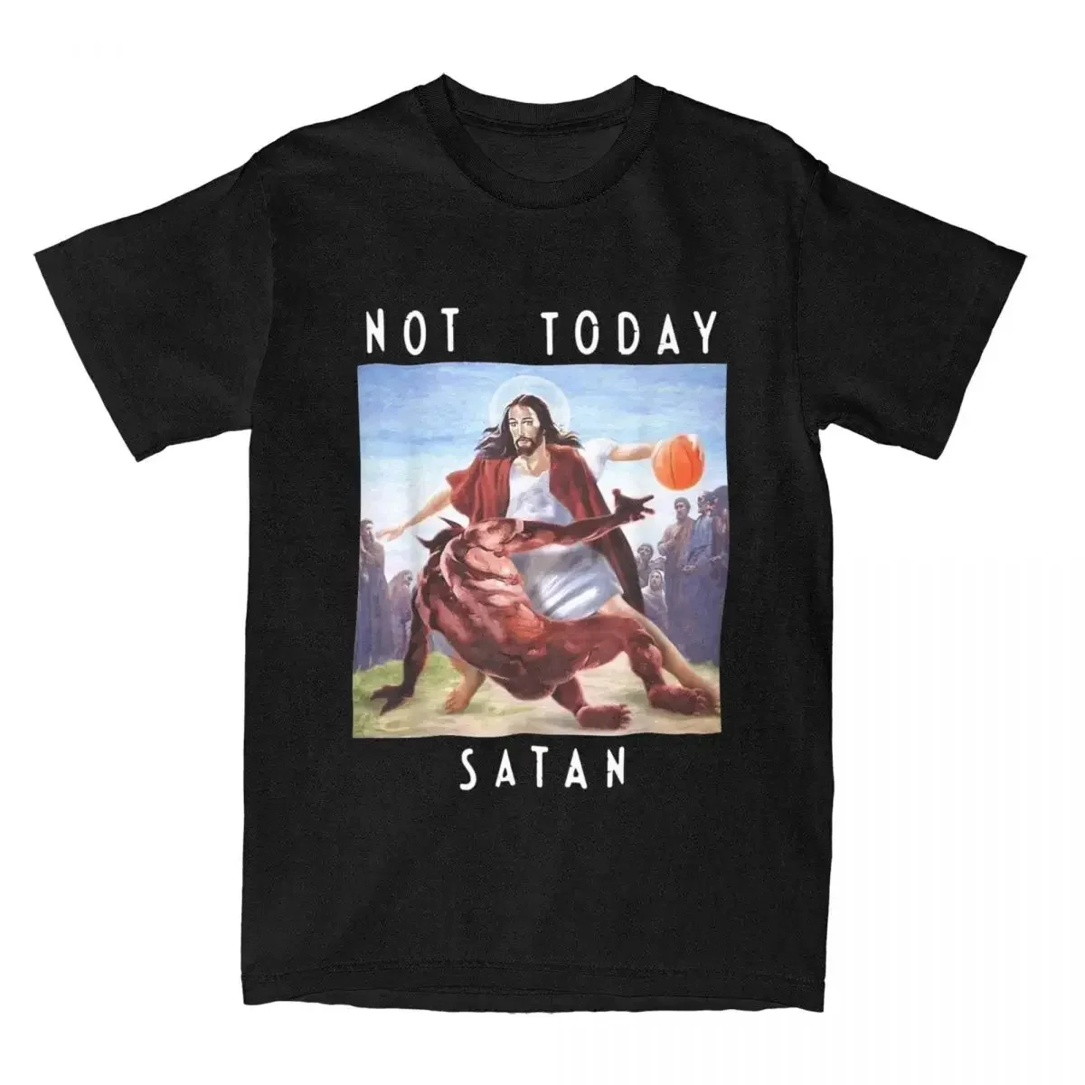 

Not Today Satan Jesus Vs Satan T-Shirt Men Women 100% Cotton Plus Size O-Neck Oversized Streetwear Harajuku Casual Unisex Tees