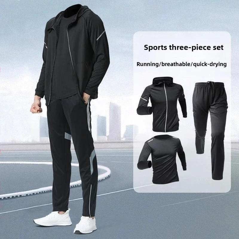 

Men's Quick - Dry Running Tracksuit Set: Jacket Included for Outdoor Jogging, Fitness & Morning Runs
