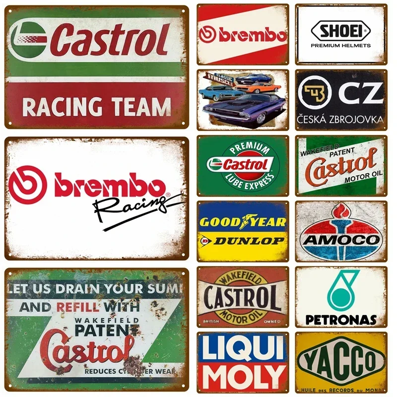 Cartel de chapa de carreras de neumáticos de Gas y aceite Retro, placas de hierro, letrero de Metal para garaje, Bar, Pub, Club, cueva de hombre, decoración de pared para el hogar, arte