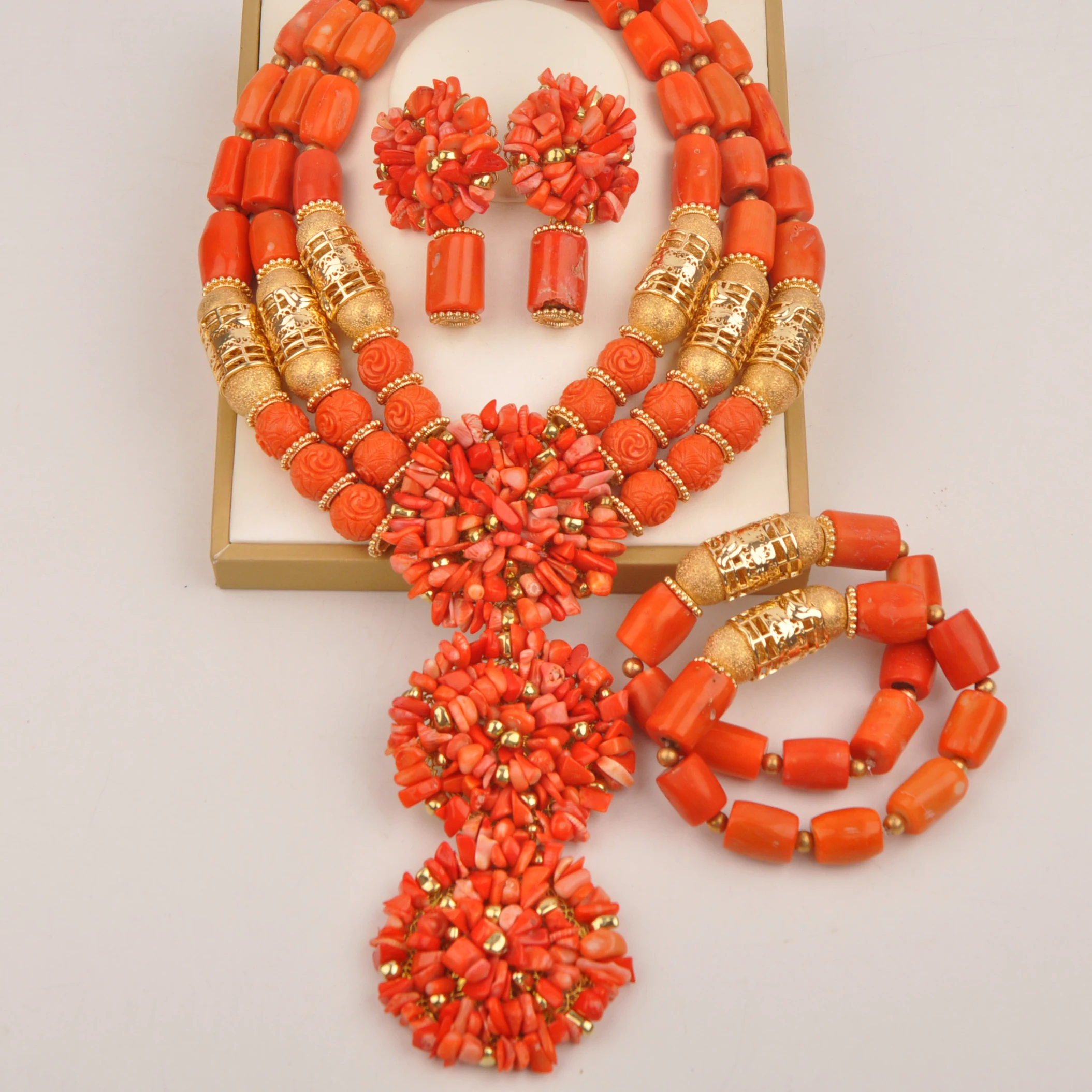 orange-coral-necklace-african-beads-jewelry-sets