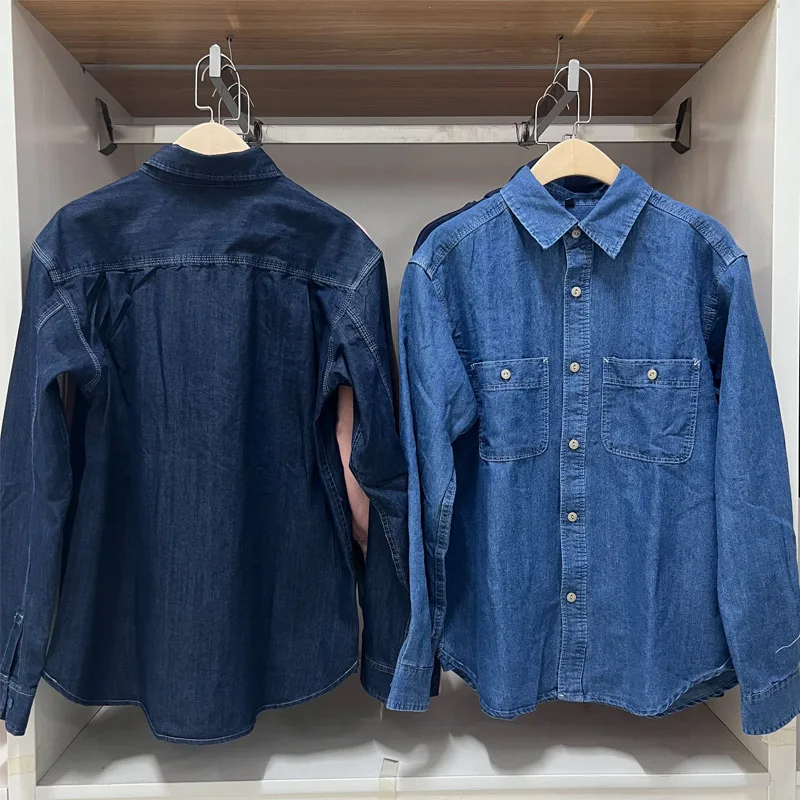 Waed Denim Casual Long Sve irt Loose Fit Autumn Men's Workwear Couple's Sle Breathable Comfortable Youth Trend