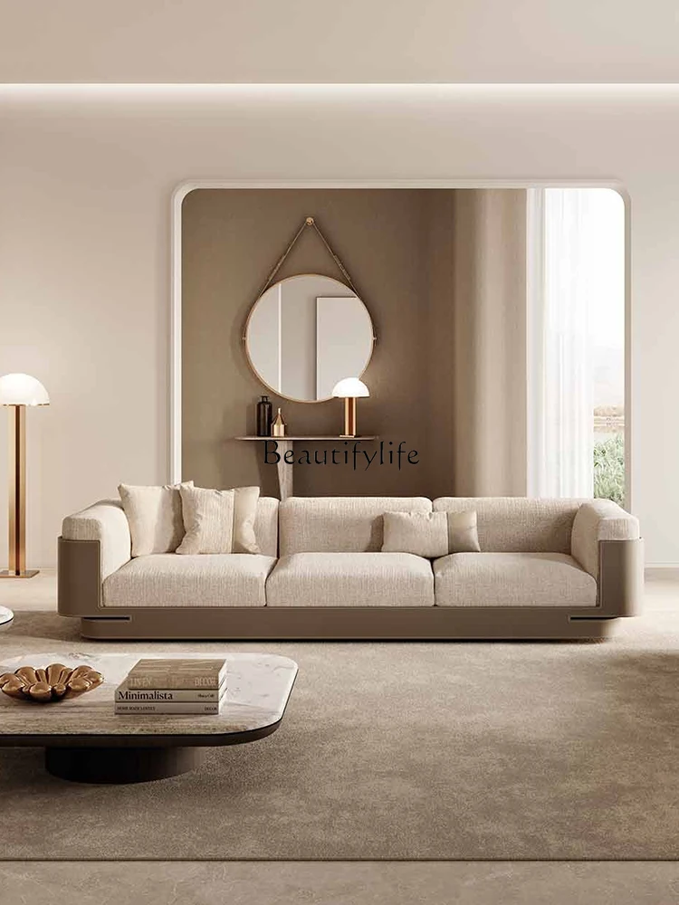 

01Italian minimalist sofa light luxury large apartment living room home fabric soft bag sofa