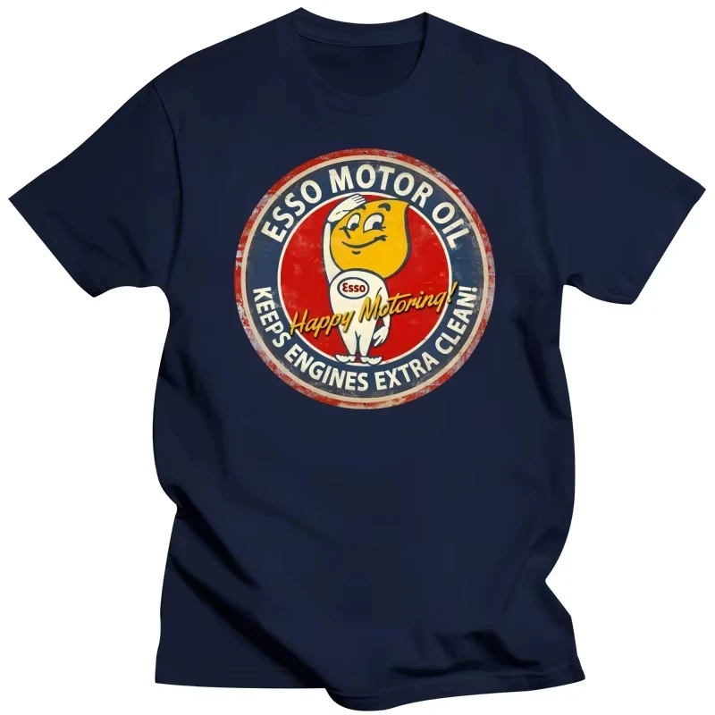 Esso logo retro gasoline engine oil T-shirt, pure cotton loose-fitting couple street style shirt  graphic t shirts