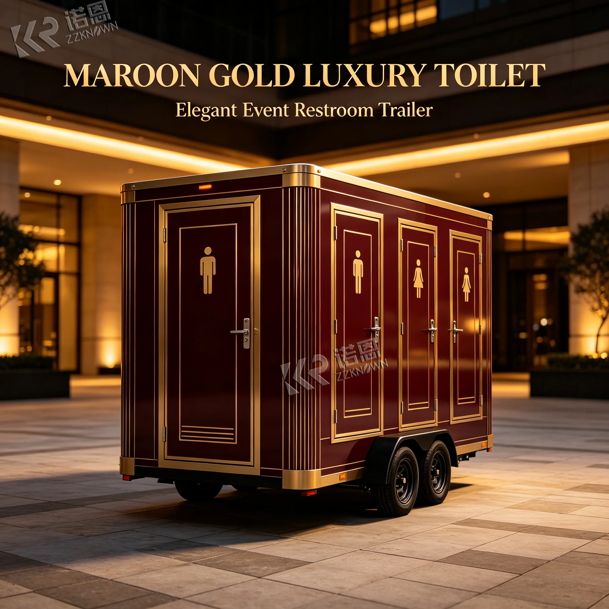 AU Standard Portable Toilet Trailer Mobile Bathroom Trailer 2 Stall Restroom Trailer for Events