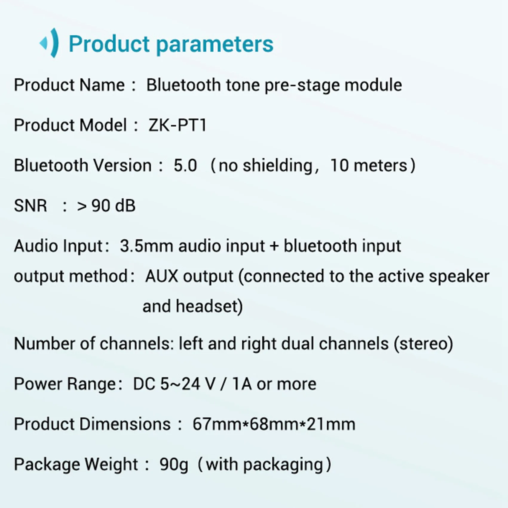 ABZW Bluetooth 5.0 디코더 보드 듀얼 채널 스테레오 저잡음 고음 및 저음 프리 모듈 증폭기 보드 ZK-PT1