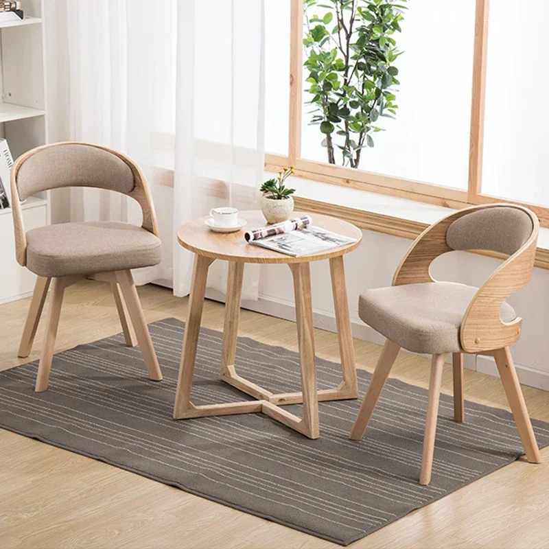 Modern Minimalist Solid Wood Dining Chairs Balcony Fabric Chairs Study Room Backrest Computer Chairs Restaurant Seating