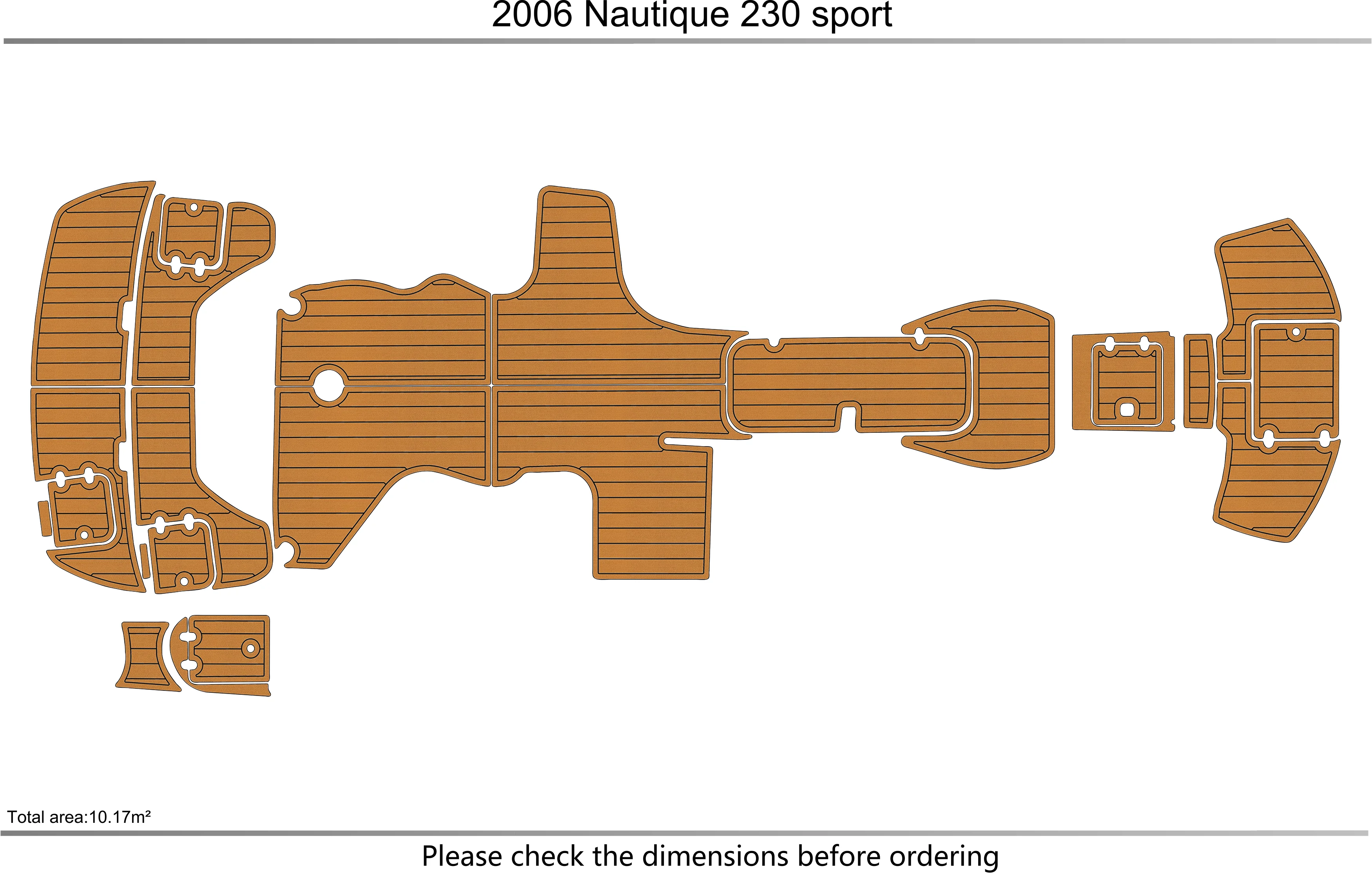 Eva foam Fuax teak seadek marine floor For 2004-2007 Nauticstar 230 sport Cockpit Swim platform 1/4