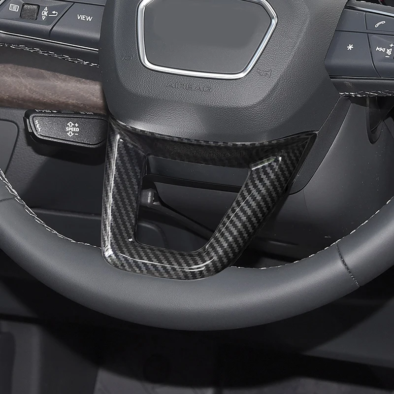 Carbon Fiber Color Steering Wheel Frame Decoration Cover Trim For Audi Q5 FY 2018-2021 Car Styling Interior Accessories