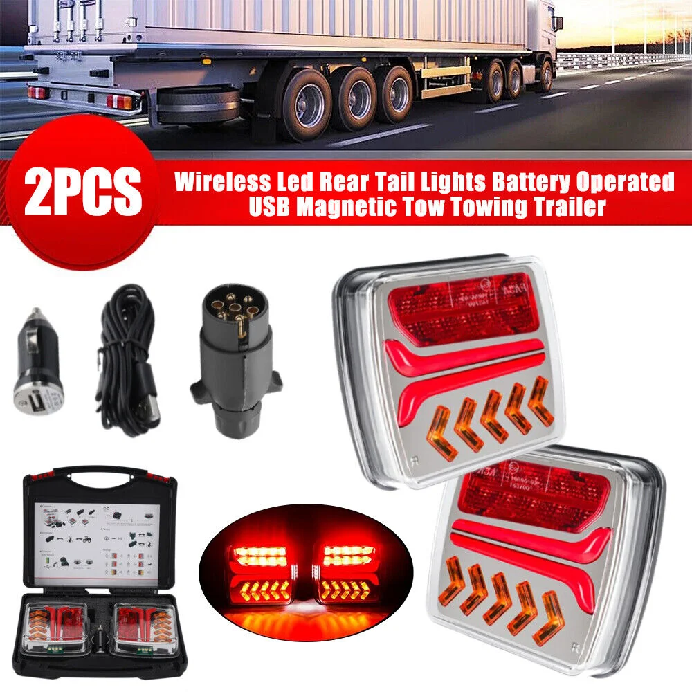 

12V 24V Rechargeable Wireless Magnetic LED Truck Trailer Tail Light Signal Brake Lamp ECE EMC Approved Caravans Camper