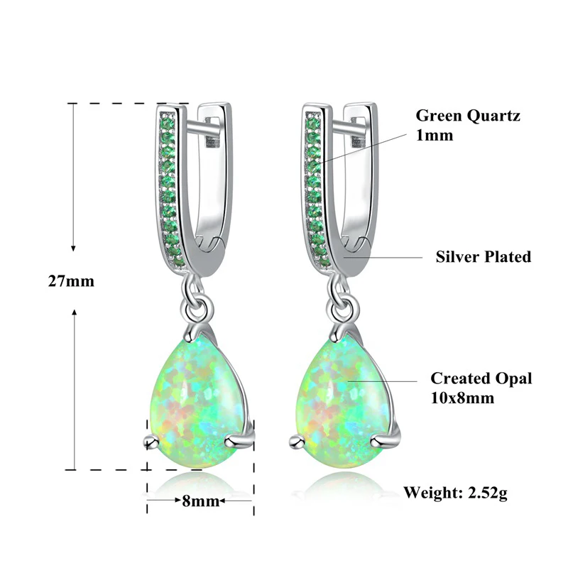 CiNily Water Drop Shaped Opal Dangle Earrings Mystery Stone Luxury Jewelry Earring for Women Girls Bohemia Fashion Jewelry