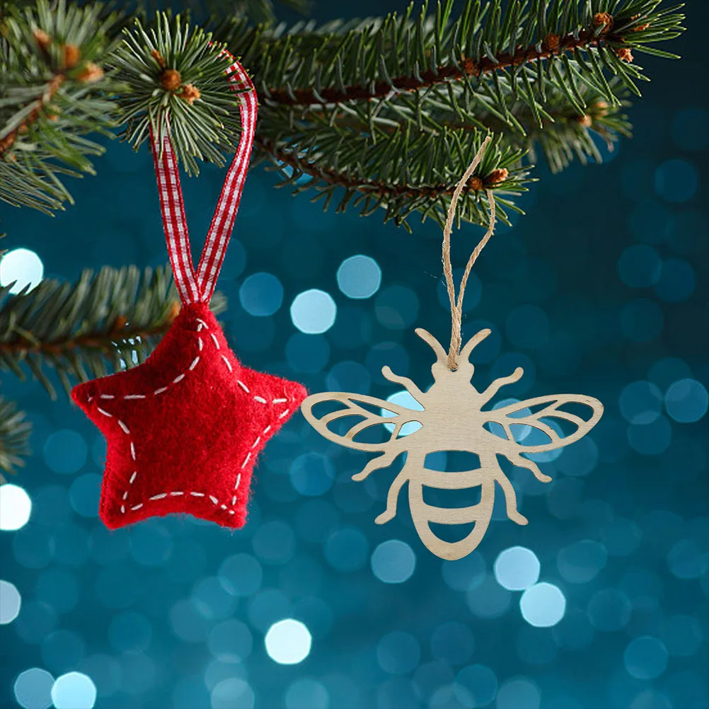 

40Pcs Wooden Bee Cutouts Hollow-Out Hanging Ornaments for Indoor Outdoor Home Decor Party Favors Honeybee Wood Decorations