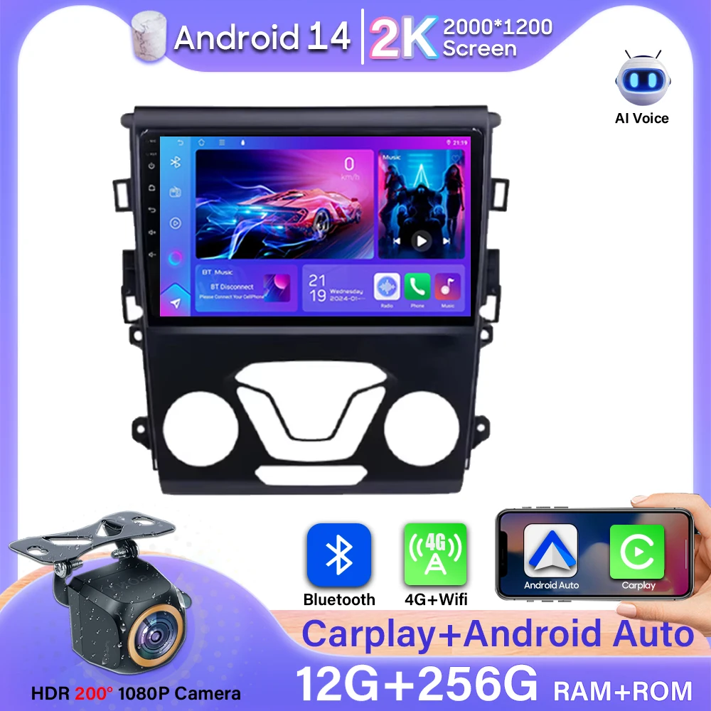 

Android Auto Car Radio For Ford Mondeo 5 2014 - 2019 Video Stereo No 2din Carplay Multimedia Player GPS Navigation Autoradio 2k