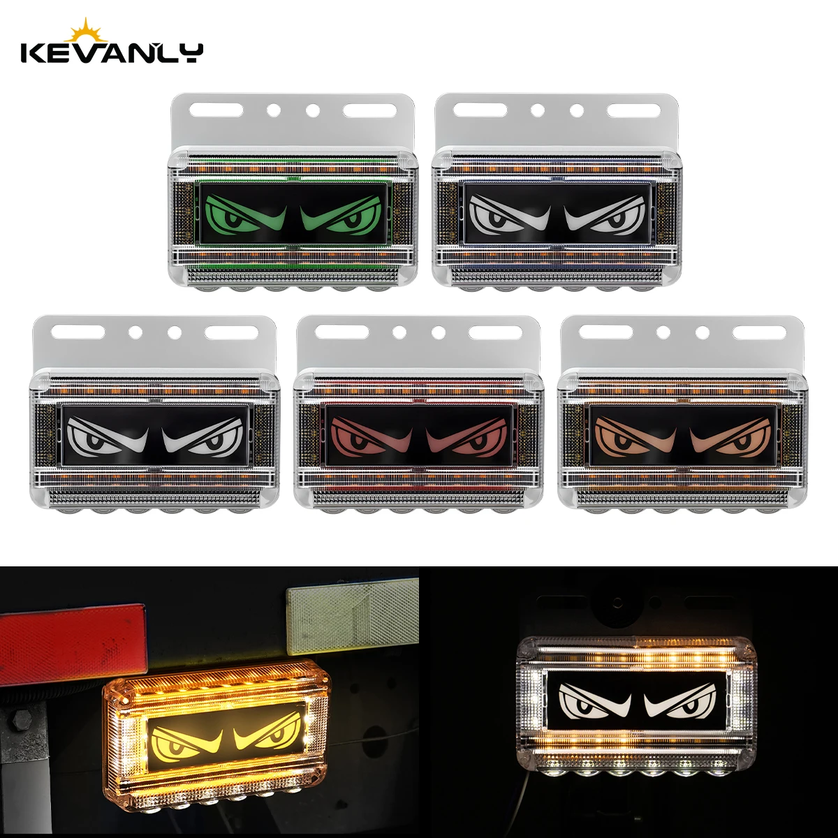 1/2PCS 12V-24V Truck Square Shaped Eye Side Marker Light LED Clearance Lamp Dynamic Flowing Signal Light With Bracket