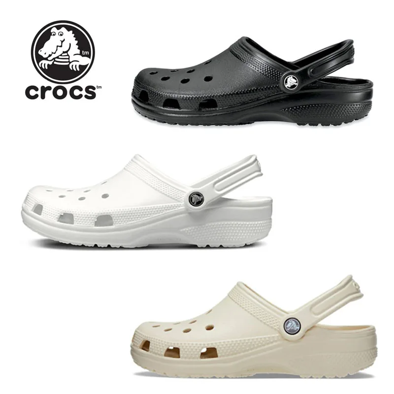 Original Crocs Classic Clog Casual Sandals Unisex Closed-Toe Slip-Ons Outdoor Men's Breathable Beach Shoes