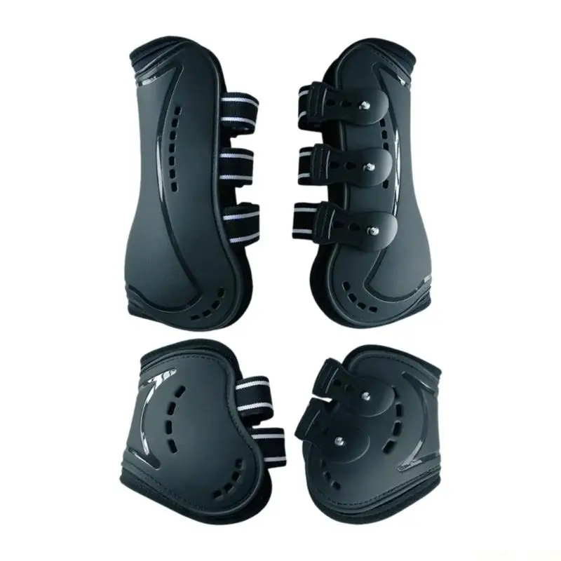 U2JB Equine Leg Guards with Shaped Shells and Hook-and-Loop Fasteners