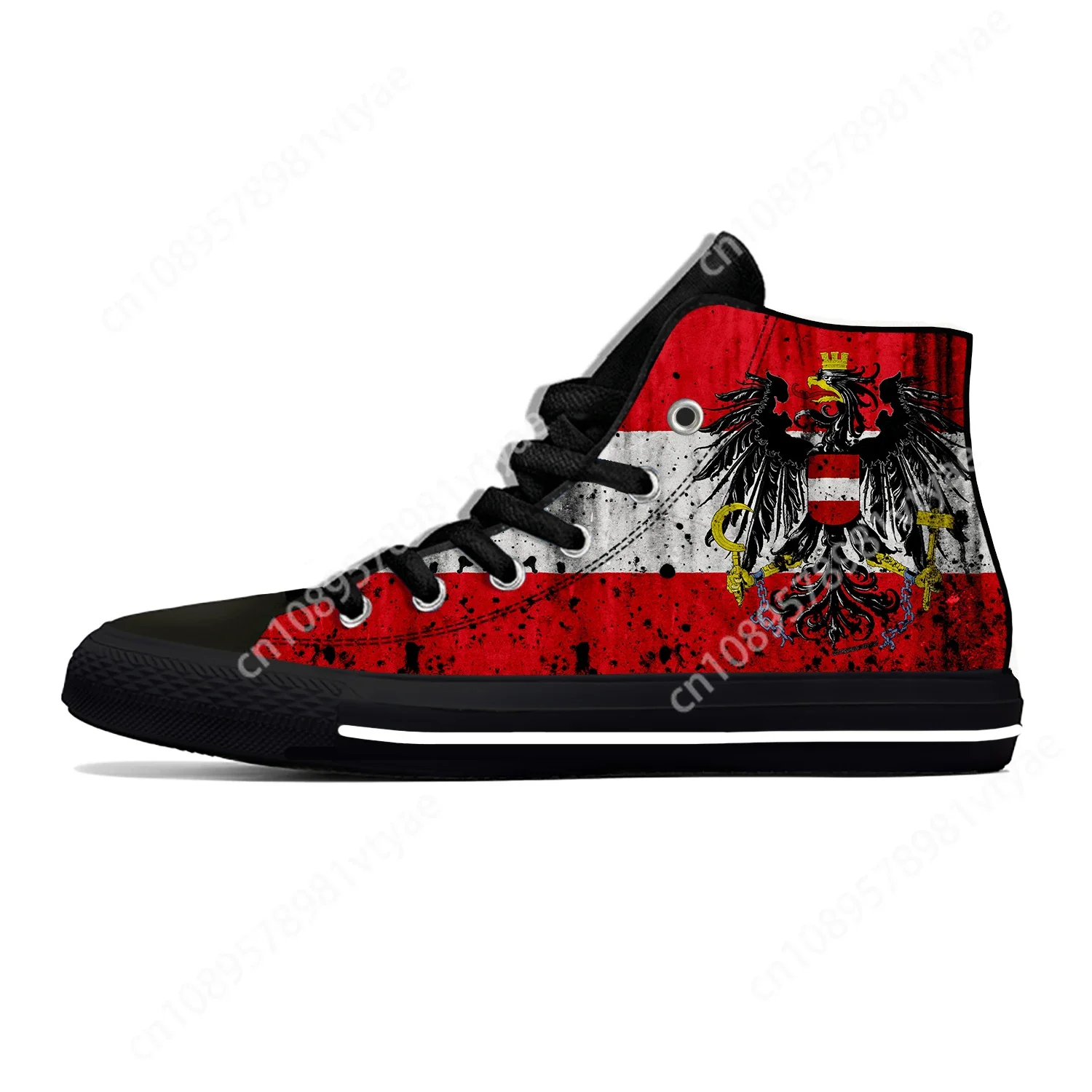 Hot Austria Austrian Flag Patriotic Pride Fashion Casual Cloth Shoes High Top Lightweight Breathable 3D Print Men Women Sneakers