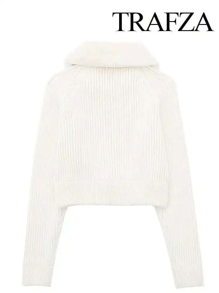 Neue Frauen Chic Casual Warm Weiß Künstliche Pelz Revers Jacke Mantel Vintage Weibliche Lange Sleeve Zipper Oberbekleidung Mode Tops