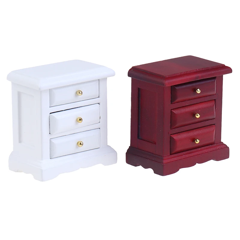 Casa de bonecas em miniatura mesa de cabeceira série armário de armazenamento gavetas modelo casa de boneca quarto móveis decoração acessórios brinquedo