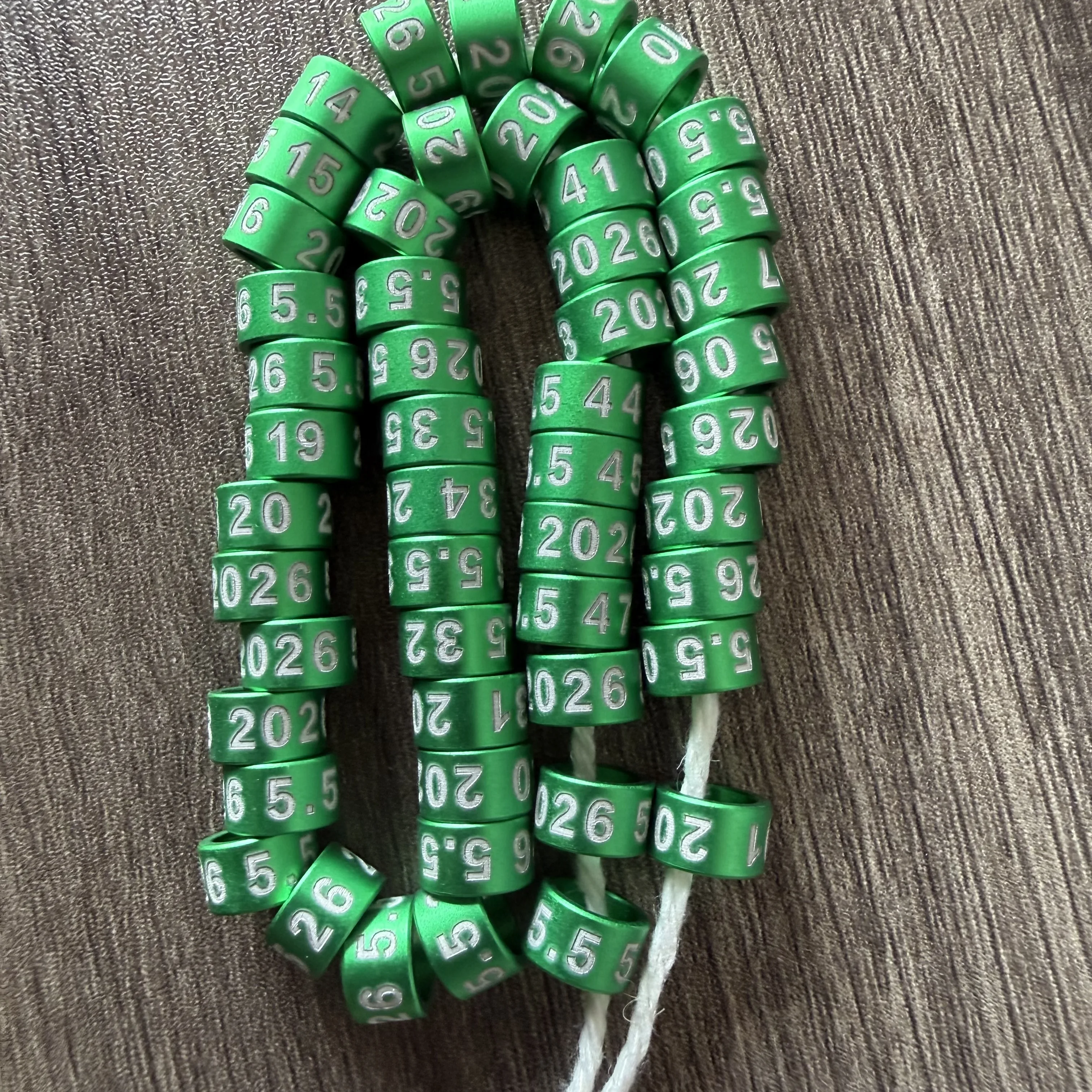 Custom 50PCS Aluminum Bird Leg Bands 2026 Green, Closed for Newborn 10days