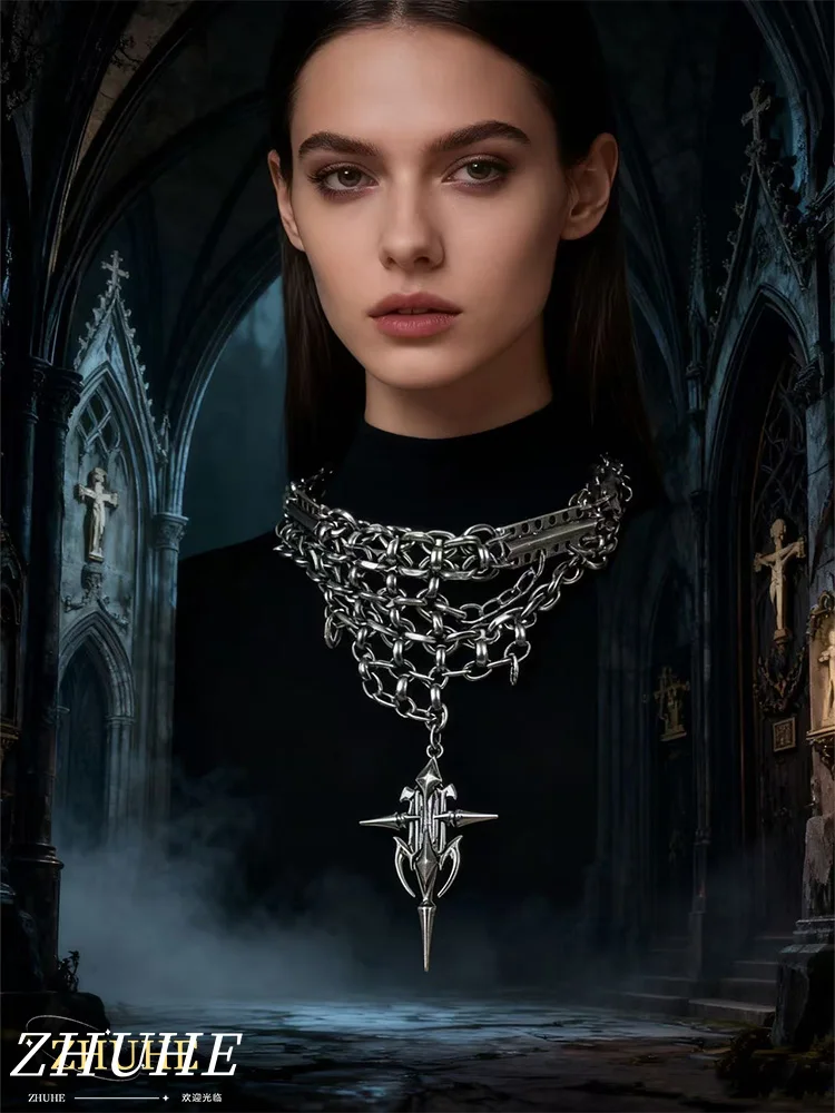 

Edgy Chain Cross Jewelry Accessories, Unisex Necklace for Men & Women, Gothic Punk Fashion Piece