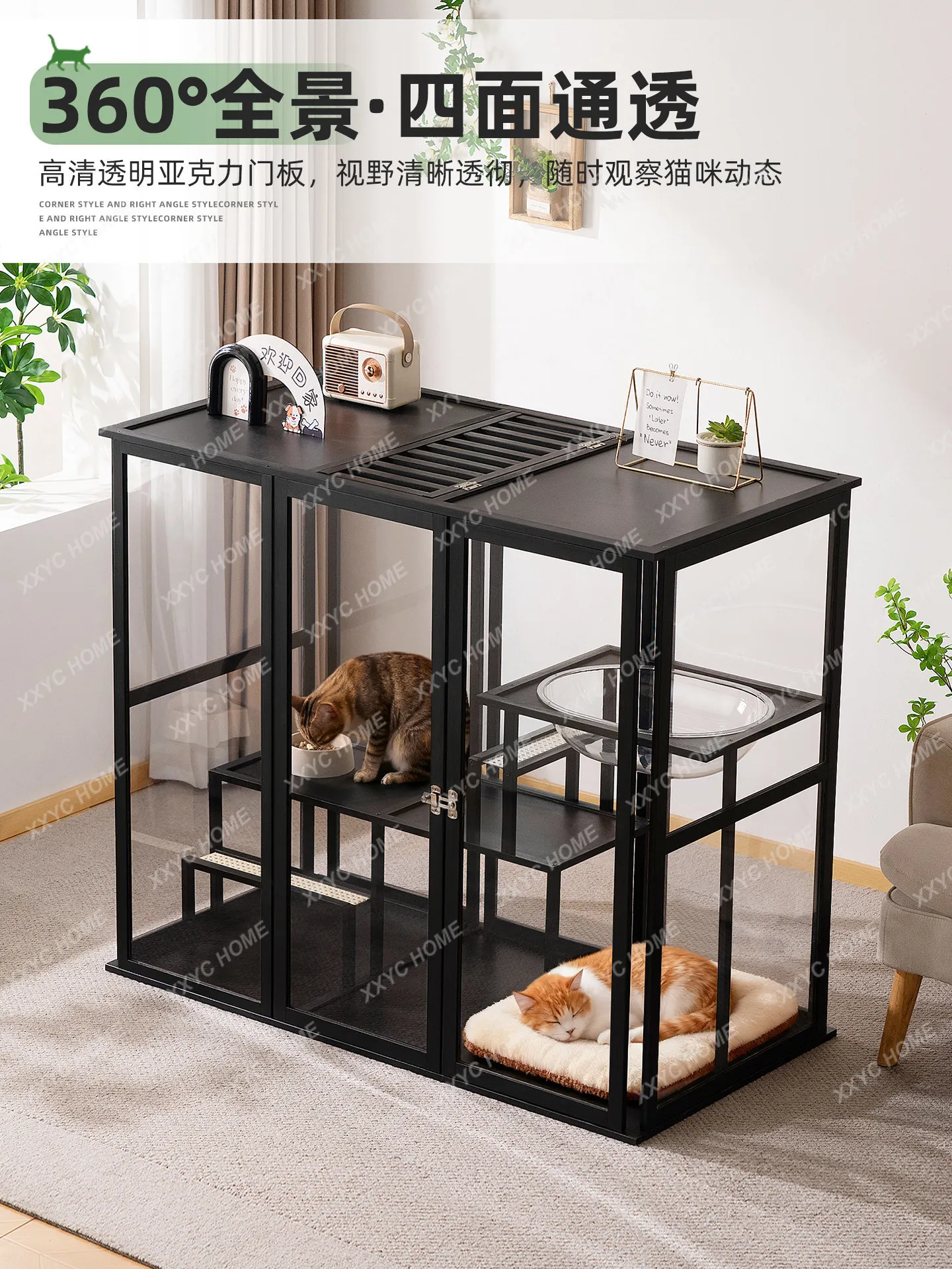 Household indoor balcony cat cabinet cat climbing frame integrated large free space