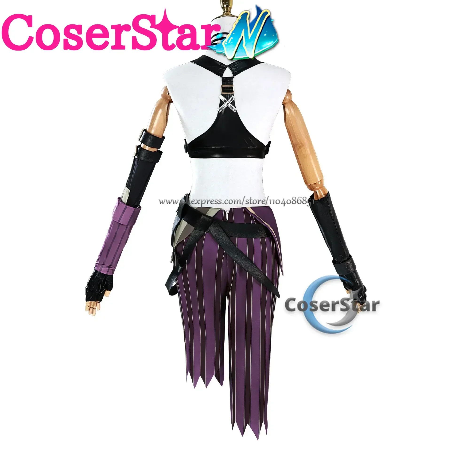 Coserstar-n em estoque jogo lol arcane 2 canhão solto jinx cosplay traje crit prodigy jinx cosplay pele roupa peruca traje feminino