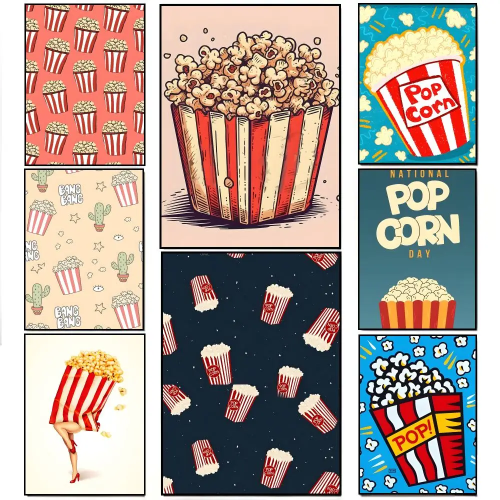 Buttery Retro P-Popcorn Vintage Art Poster HD  Waterproof Wall Sticker Bar Living Room Decor Gift