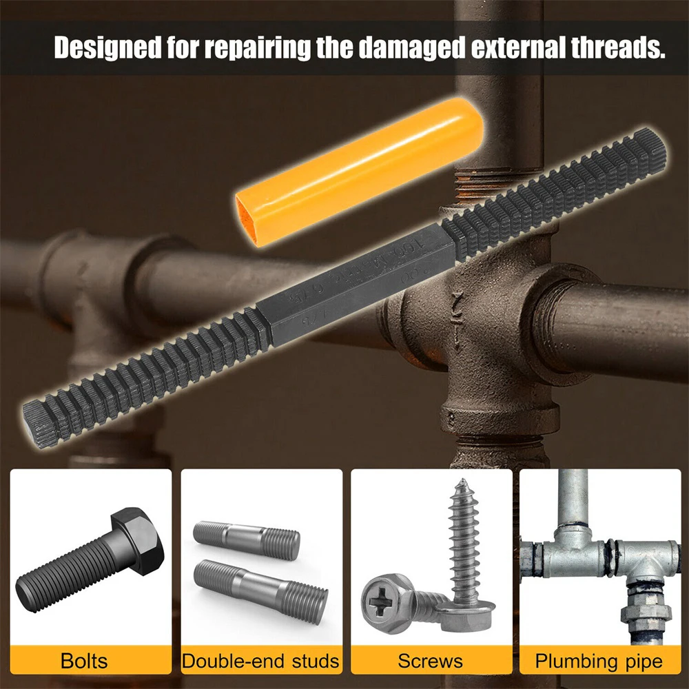 Picture 4: Thread Repair File Metric Thread Restoration Repair File Cleans Damaged Threads 0.75-3 mm Pitch Metal Hardware DIY Hand Tools