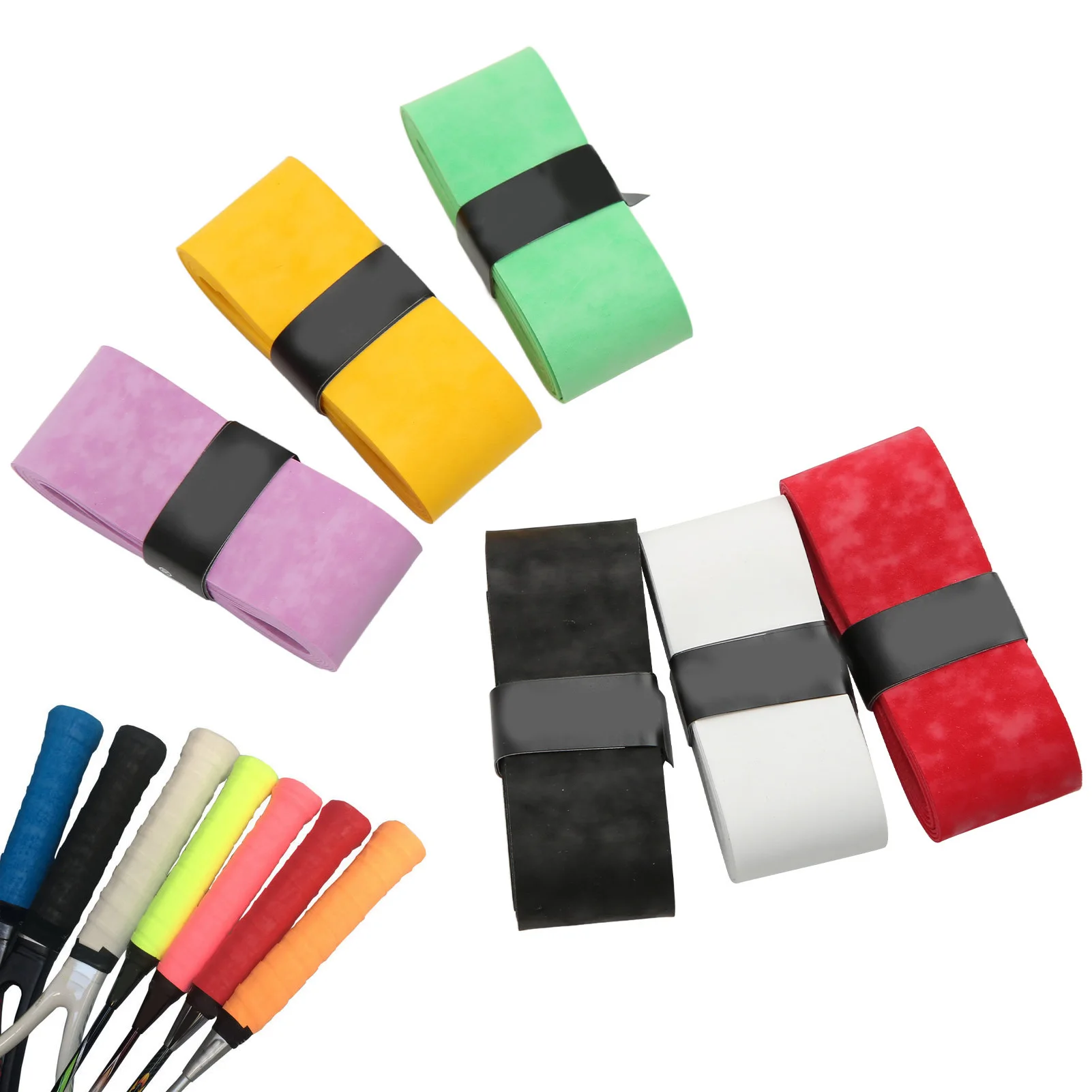6pcs/set Multicolor Viscous Tennis Overgrips Anti Skid Badminton Racket Hand Glue for Sports Multicolor Viscous Tennis Overgrips