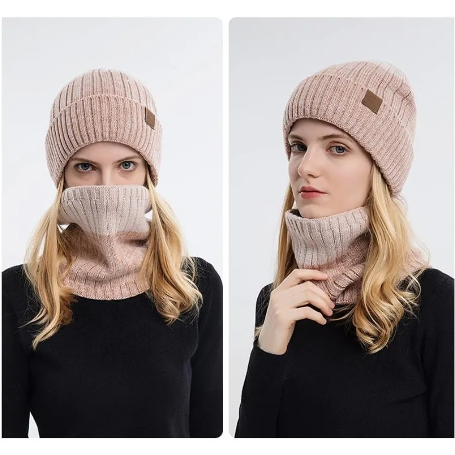 Gorros de invierno, sombreros, pelucas con pañuelo y pelo adjuntos para mujeres, gorros de punto cálidos con extensiones de cabello rubio, perfectos para