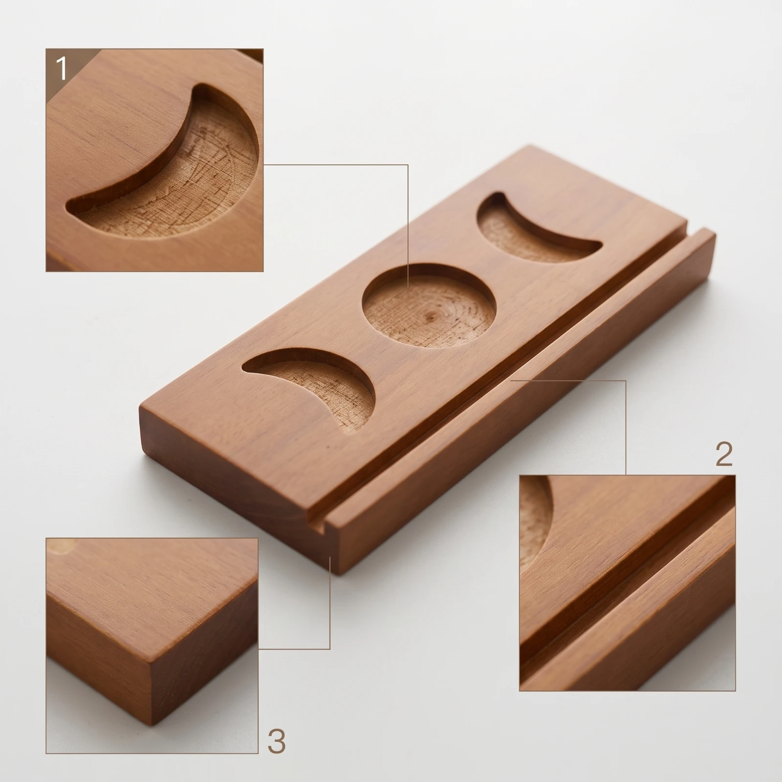 Card Stand with Recesses Slim Wooden Display Stand Place Card Holder Simple Table Number Holder Space-Saving