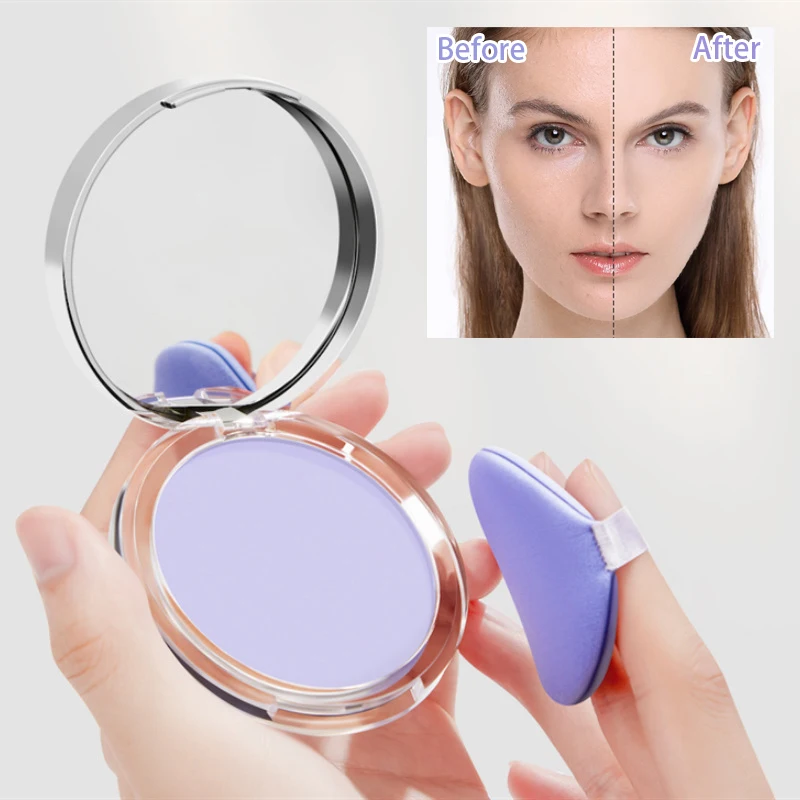 Lavender Pressed Powder Matte Powder Lasting Oil Control Full Coverage Face Compact Setting Powder Makeup Foundation Cosmetics