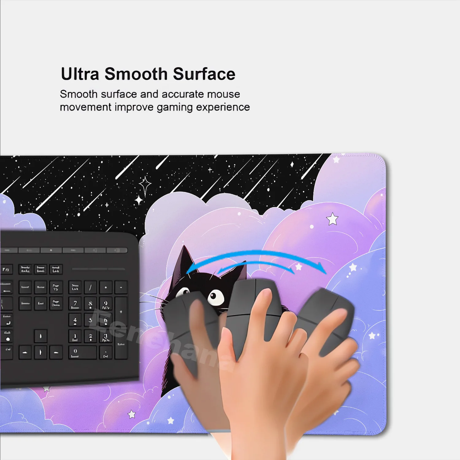 لوحة ماوس كبيرة باللون الوردي على شكل قطة في الغيوم لوحة مفاتيح كمبيوتر محمول مطاطية غير قابلة للانزلاق ملحقات مكتب للفتيات Kawaii إعداد منزلي للألعاب