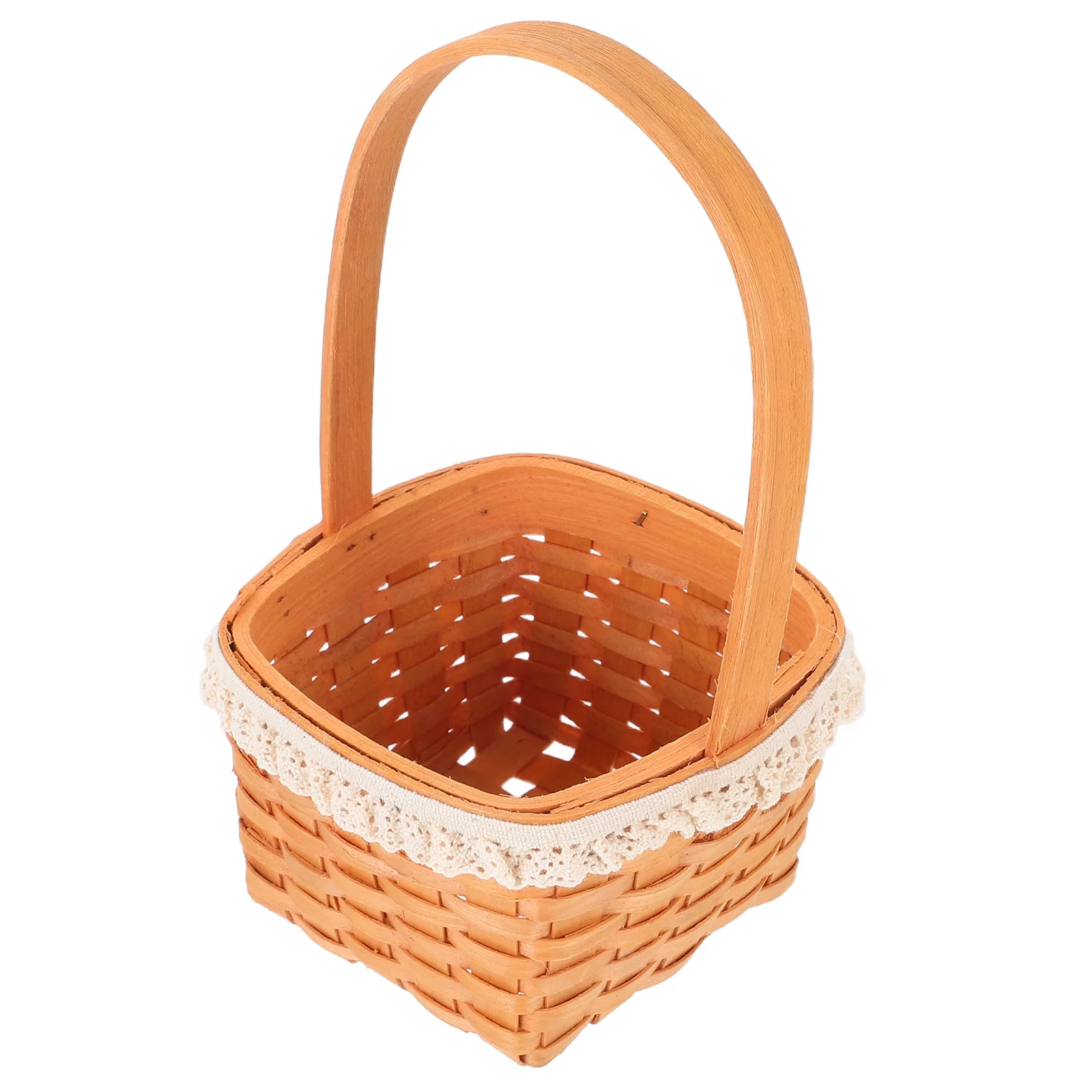 

Mini Wooden Handmade Baskets Small Bread Fruit Storage Craft Vegetable Picking Woven Flower Picnic Basket Storage Containers